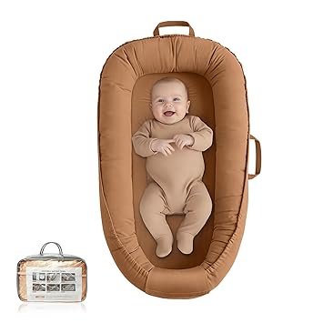 Baby Lounger - Infant Lounger for Newborn 0-24 Months, Pure Cotton Breathable Baby Nest Lounger, Newborn Essentials for Baby Boys & Girls, Portable Baby Lounger for Home and Travel