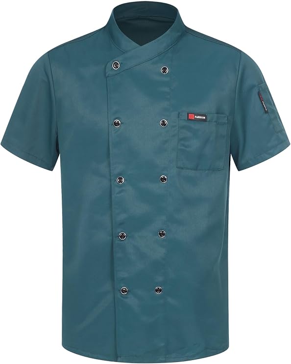 XUNZOO Unisex Chef Coat Kitchen Work Uniform Cook Jacket Restaurant Hotel Chef Top Uniform for Mens Womens