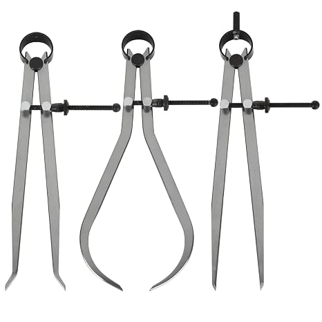 3 Piece Spring Caliper/Divider Set, 8 inches Inside Spring Outside Divider Caliper Set, Calipers Measuring Tool for Wood Turning Lathe Projects