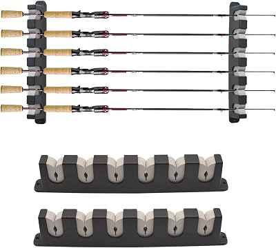 Organizer Wall Mount 68 verticalHorizontal for Fishing Rod Holders and Pole Racks Accessory to Garage Door Home RoomGray 6 horizontal