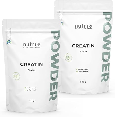 Nutri + Creatine Monohydrate 1 kg / 1000 g - Creatine Powder 99.99% Pure - High Dose Ultra Fine Vegan Neutral - Creatine Powder Mesh 200 without Flavour