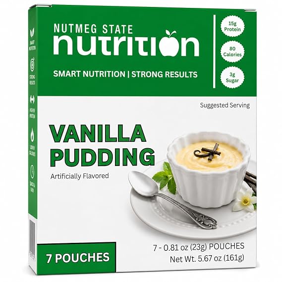 Nutmeg State Nutrition - High Protein Instant Pudding Mix, Protein Dessert, 15g Protein, 80 Calories, 2g Sugar, 7 Servings Per Box (1 Box (7 Servings), Vanilla)