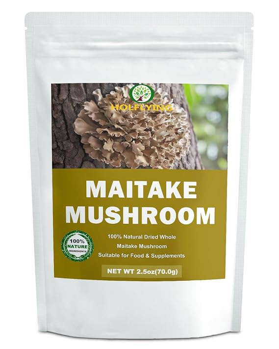 Dried Raw Maitake Mushrooms - 2.5 oz, All-Natural Whole Maitake for Cooking, Soup, Tea and Vegan Recipes, No Additives, No GMO