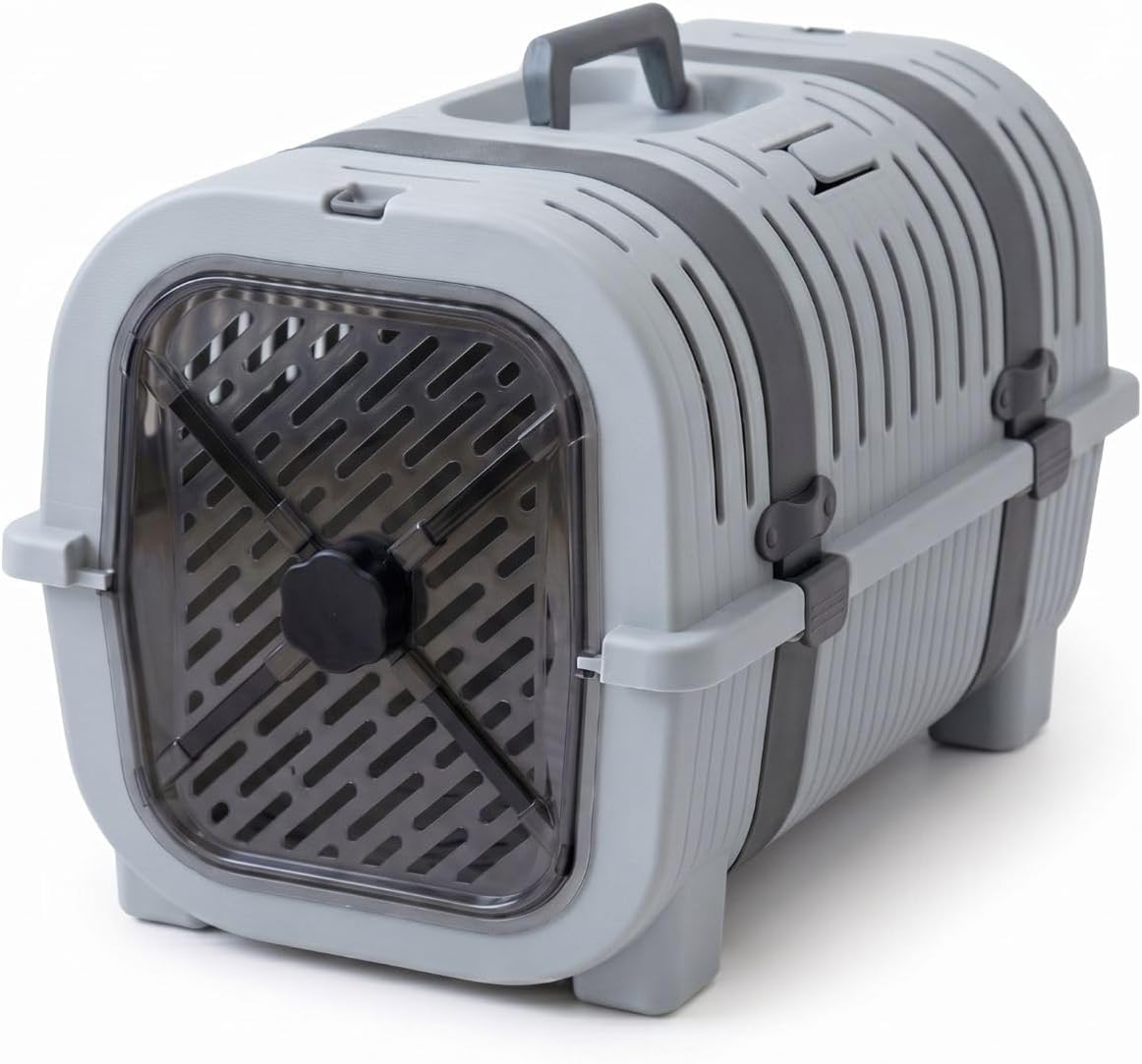 Orret Home Kedi Taşıma Çantası Plastik Kafes Kilitlenebilir Kapaklı Havalı Taşıma Kabı Kedi Köpek Taşıma Box Güvenli Pet Taşıma Kafesi Seyahat Çantası (Açık-Koyu Gri)