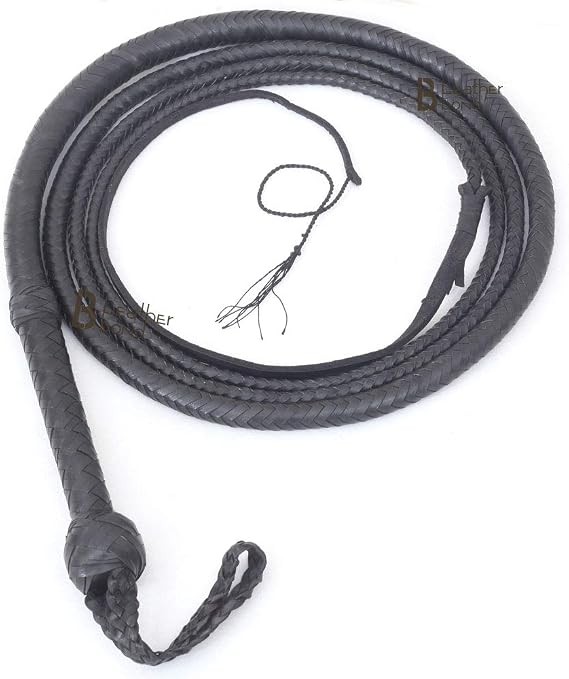 Bull Whip Kangaroo Hide Leather Equestrian Bullwhip Leather Flexible Belly & Bolster Inside, Black