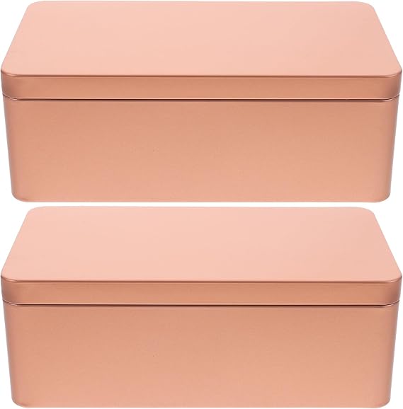 MAGICLULU Small Tin Box with Lid Empty Tinplate Tea Storage Tin for Tea Leaves Dry Food Candy Cookies 2 Pack 7.08 X 3.85 X 2.51 in