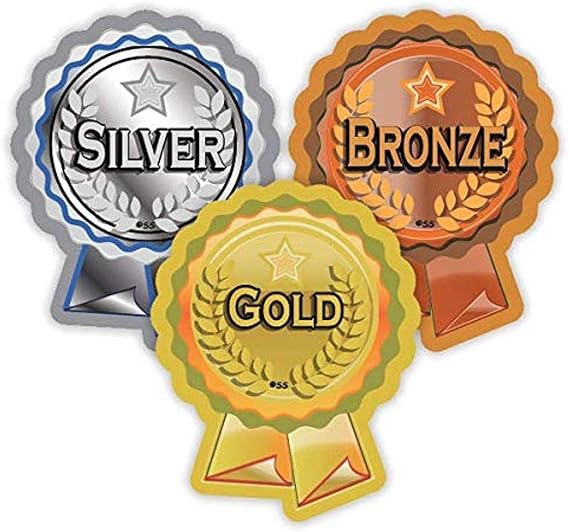 SuperStickers Gold, Silver and Bronze Rosette Stickers (120 Stickers)