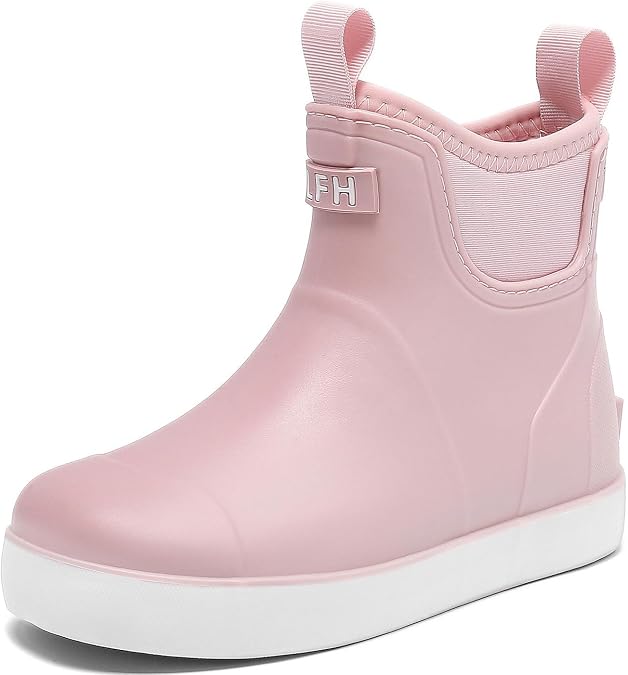 Kids Deck Boots Boys Rain Boots Girls Rubber Ankle Boots Water Shoes, Non-slip Waterproof Outdoor Fishing Shoes for Childs School Play Footwear