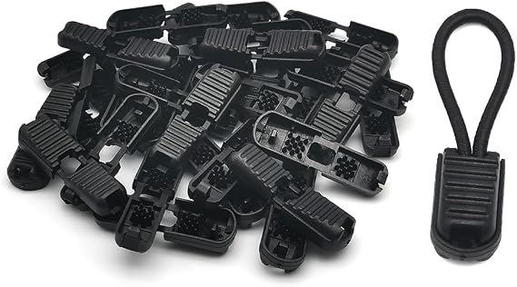 30 Pack Zipper Pull Tabs Cord End Tips, Black