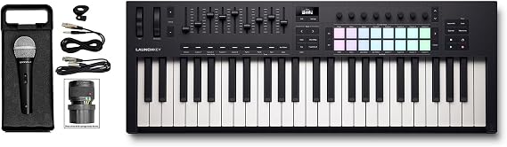 Audiosavings Bundle: Novation LAUNCHKEY 49 MK4 49-Key USB MIDI Ableton Live Keyboard Controller Bundle with Rockville RMC-XLR High-End Metal DJ Handheld Wired Microphone Mic w (2) Cables (2 Items)