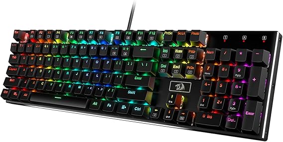 Redragon K556 Wired RGB Mechanical Gaming Keyboard, 104-Key Aluminum Board