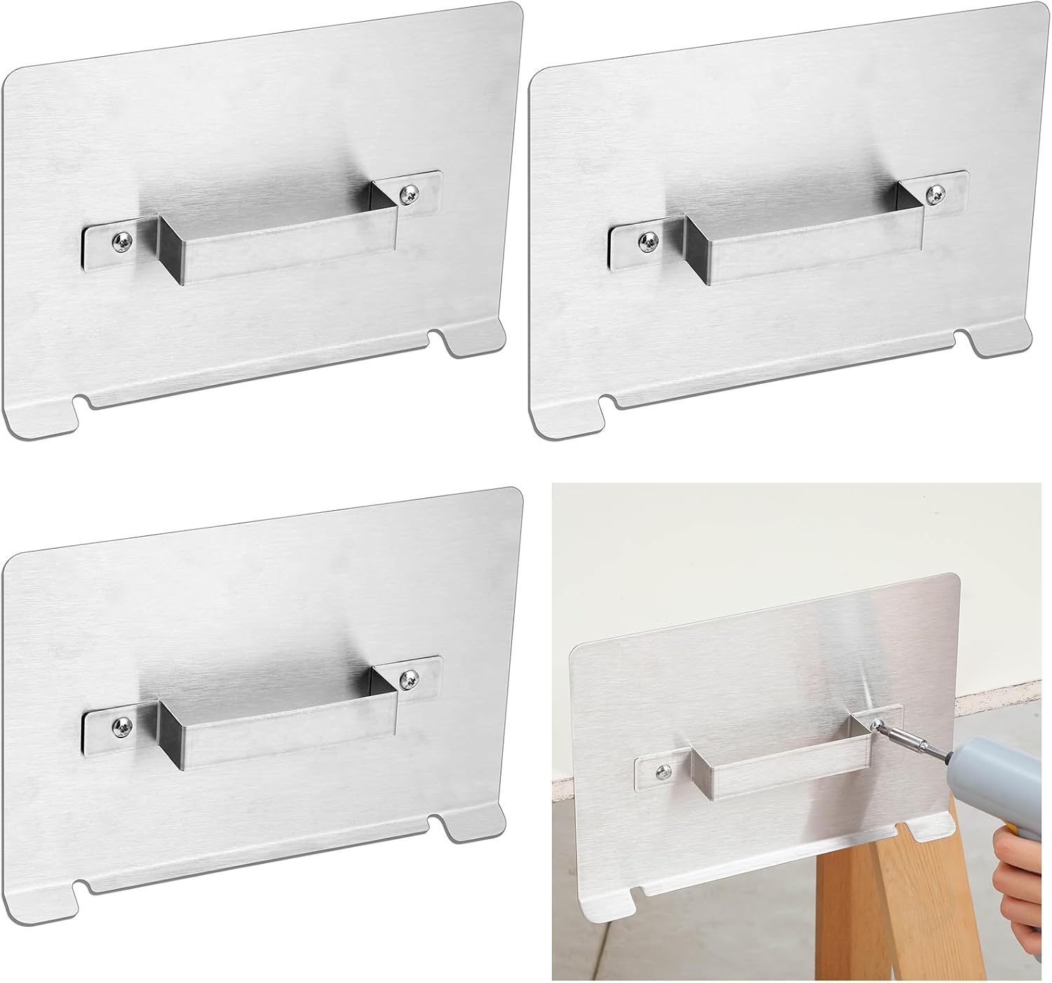Shimeyao 4 Pcs Stainless Steel Door Painting Stands 11 x 8 Inch Metal Paint Racks for Door Stacking Fliping Painting Drying Interior or Exterior Doors Kitchen Cabinet Stainless Steel Color