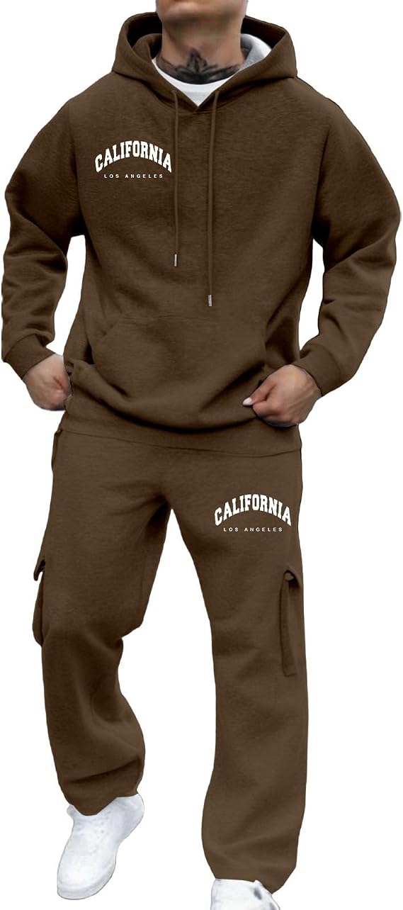 Sweatsuits For Men Graphic Lightweight Tracksuits And Sweatpants Fashion 2 Piece Suits Set Casual Fall Winter Clothes
