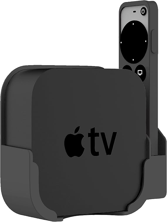 Apple TV Mount Compatible with All Apple TVs - Wall Mount Bracket with Remote Holder Fits for All Apple TV 4K / HD Models, with Siri Remote Silicone Protective Case / Cover