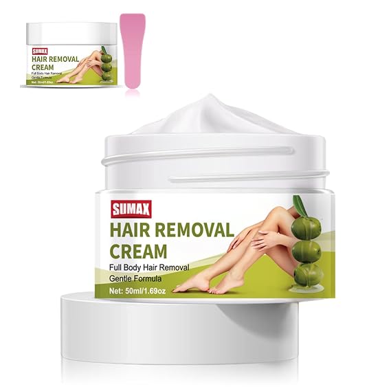 SUMAX Hair Removal Cream for Women and Men 50G Travel Size Depilatory Cream Painless Facial Hair Removal Cream for Sensitive Skin Body Cream Hair Remover for Bikini, Arms, Legs, Underarm Hair Removal