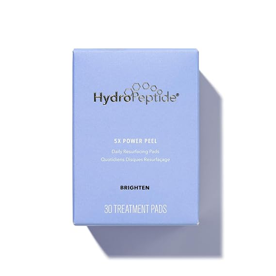 HydroPeptide 5X Power Peel Daily Resurfacing & Smoothing Pads, 4 oz | Resurfaces & Smooths, Softens the Look of Wrinkles & Fine Lines, Refines Texture & Boosts Radiance, Daily Multi-Acid Pads
