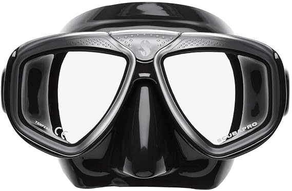 SCUBAPRO Zoom Scuba Mask with Ultra Clear Dual Lens and Lens-Change System for Optical Lenses for Diving, Full Black