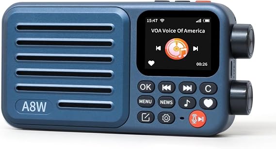 Choyong A8W Internet Radio, Portable Smart WIFI/4G Radio FM Receiver with 4K+ Pre-stored Stations, Voice Search, Rechargeable 2000mAh Battery, Alarm Clock, Micro SD Card