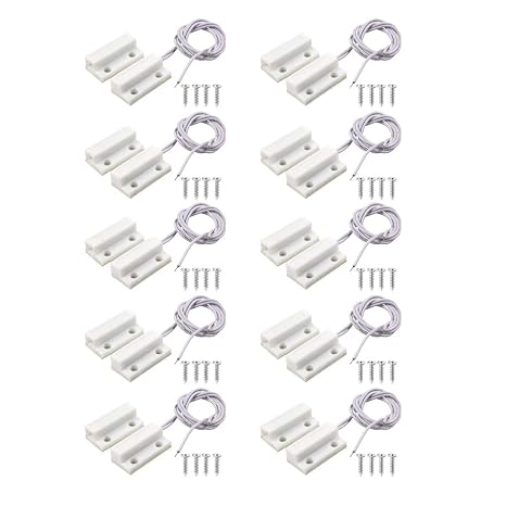 MC-38 Surface Mount Wired NC Door Sensor Alarm Magnetic Reed Switch White 10 Pair