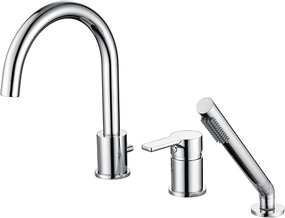 SUMERAIN 3 Hole Roman Tub Faucet with Hand Shower, Chrome