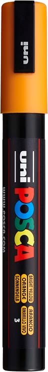 POSCA PC-5M Paint Marker, Medium Reversible Tip (1.8-2.5mm), Bright Yellow