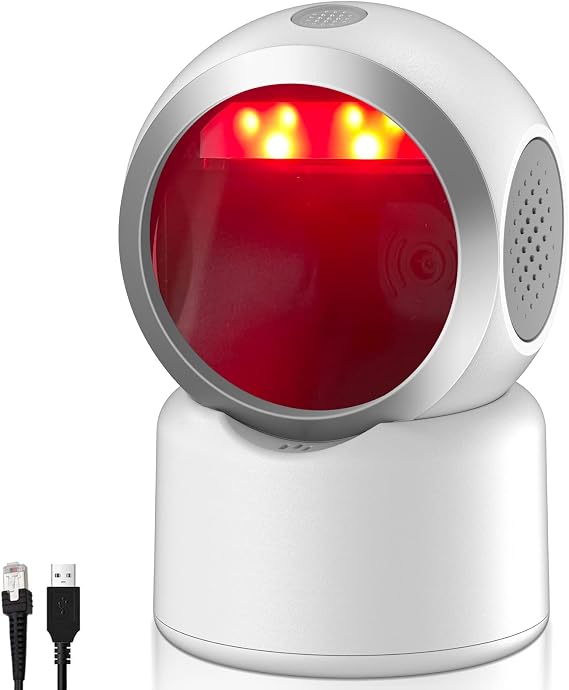 2D QR Barcode Scanner Omnidirectional Hands-Free USB Automatic Barcode Reader for Mobile Payment Computer Screen Scan