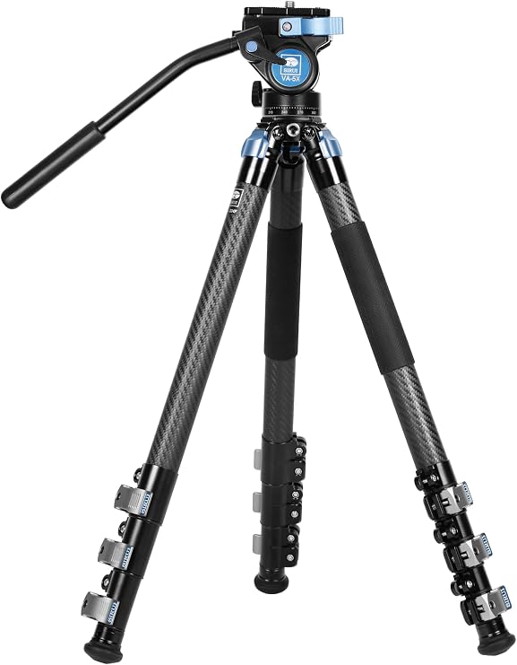 SIRUI Tripod for Camera, Carbon Fiber Compact Travel Tripod with Fluid Video Head with Quick Release Plate, Flip Lock, Max Load 18kg, L-324F+VA-5X