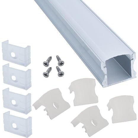 Litever 6-Pack Aluminum Channels Deep Square Trimless 1 Meter/3.3 FT Aluminum Channel for 12mm Width 5050 5730 2835 LED Strip Mounting Frosted Diffuser with End Caps Mounting Clips LL-007-A-(6-Pack)