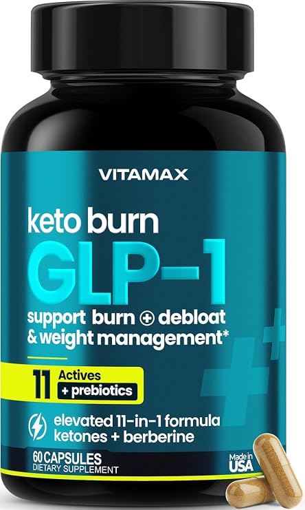 Vitamax GLP-1 Support Supplement for Weight Loss & Fat Burner for Women & Men Ketone Metabolism Support with BHB Ketones, ACV, Berberine, Polyphenols & Prebiotics for Appetite, Digestion & Cravings