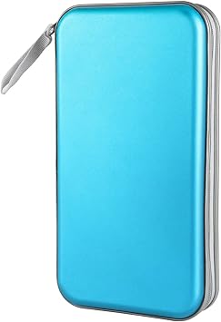Siveit CD Case Holder, 80 Capacity CD/DVD Case Holders Wallet Hard Plastic CD DVD Disc Cases Storage Binder for Car Home Office Travel Sky Blue