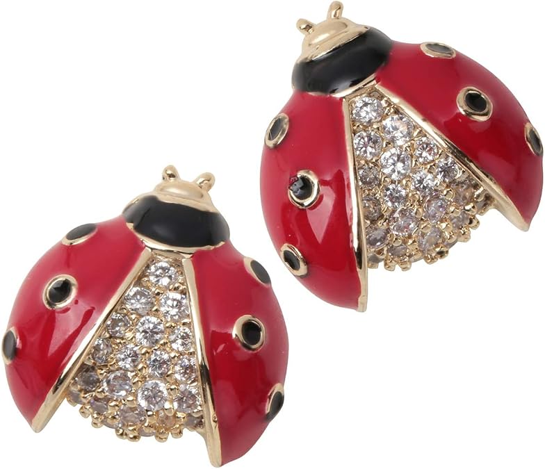 Ladybug Stud Earrings Bug Charm Costume Black Spots Ladybird Jewelry Accessories For Women