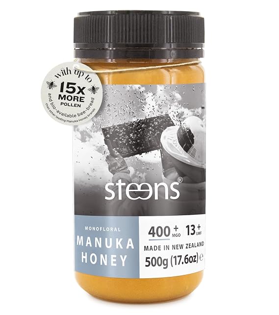 Steens Manuka Honey - MGO 400+ Pure & Raw 100% Certified UMF 13+ Manuka Honey - Bottled and Sealed in New Zealand - 17.6 oz