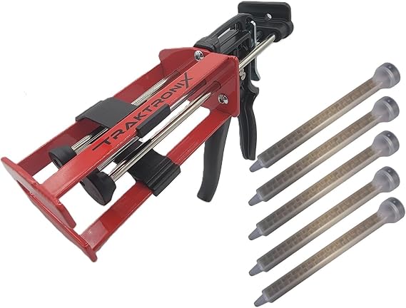 Epoxy Dual Component Manual Applicator & 5 8193 mixing nozzles, Caulking Double Cartridge Caulk Gun Panel Bond Adhesive 200 ml Mix Ratio 1:1 and 2:1 08571 08115 08116