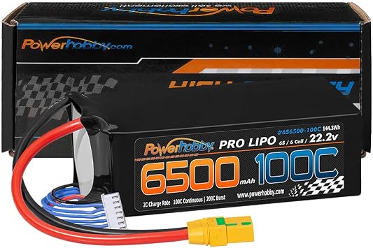 Powerhoby 6S 22.2V 6500mAh 100C Lipo Battery Soft Case 6-Cell w XT90 Plug Fits Arrma Kraton/Outcast/Talion/Typhon