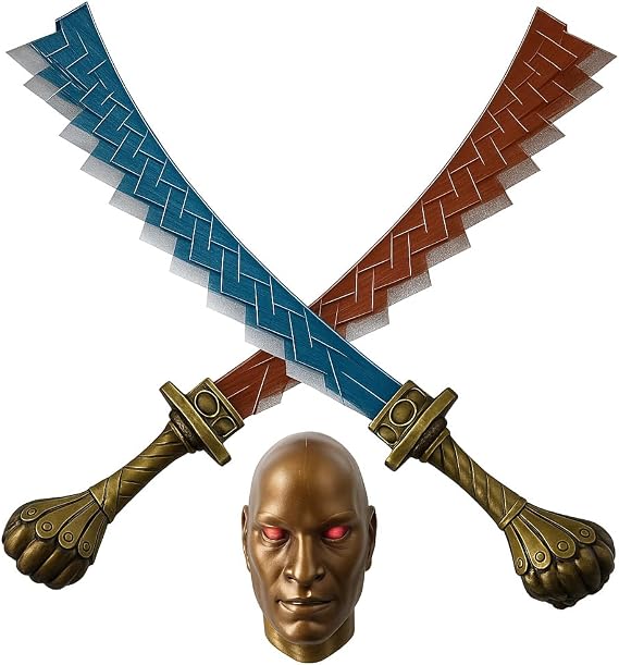 Foam Twin Elemental Swords, 38 Inch Red and Blue Fantasy Blades Set, Lightweight Cosplay Props, LARP Safe, Anime Game Style