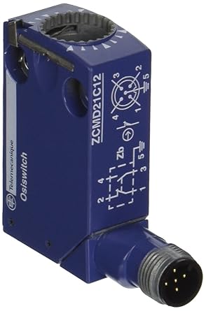 Telemecanique Sensors ZCMD21C12 Metal Limit Switch Body for ZCE Series Actuator Head, Integrated M12 5-Pin Connector, 2-Pole NC + NO Snap Action Contacts