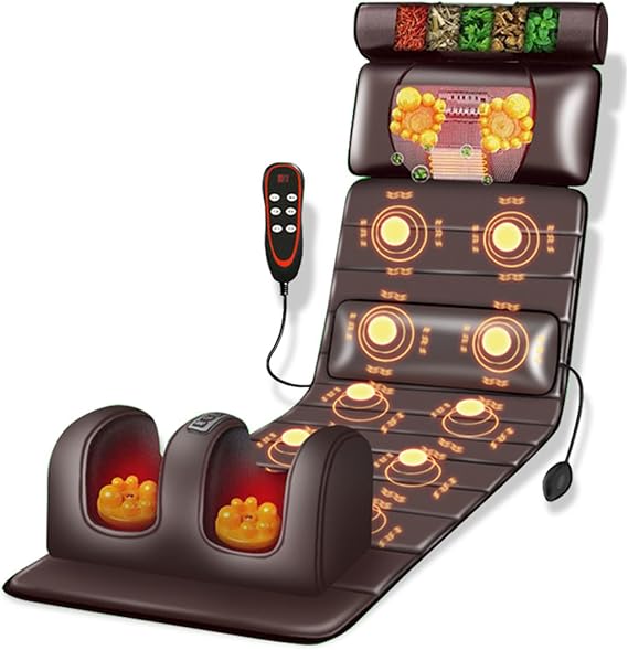 Full Body Massage Mat with Heat, Muscle Relaxation Massage Cushion Electric Massage Bed with Shiatsu Neck Massage Pillow, Back Massage Chair Pad with Remote Control