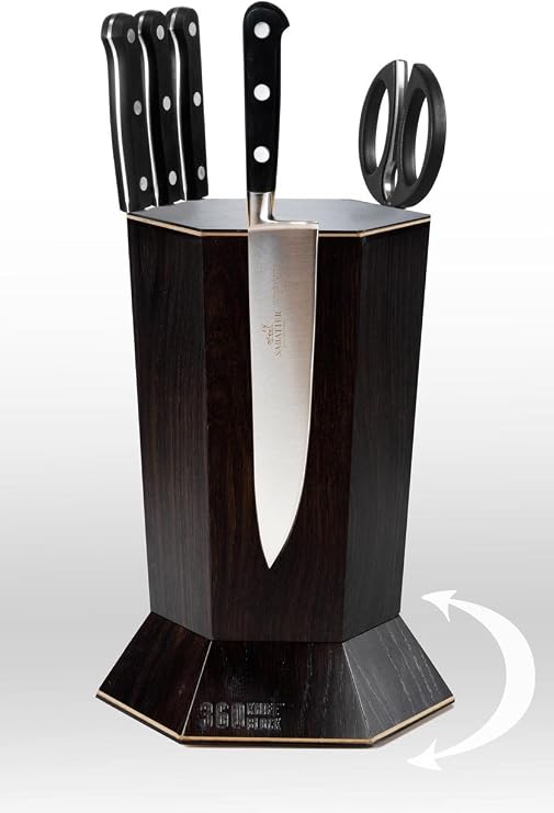 360 Knife BlockTM - (Black) ROTATING magnetic knife block - capacity for 12+ knives -handmade in Washington | Serious Eats/America's Test Kitchen/Food&Wine recomended knife block - capacity for 12 + knives - handmade in Washington