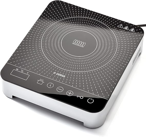 Judge Portable Electric Induction Hob - Single Plate, 2000W, 10 Temperature Settings with Timer
