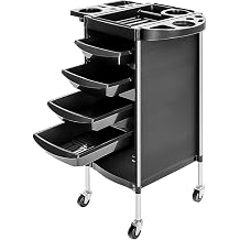 360° Swivel Wheel Hairdressing Trolley - Foldable Top, 4 Removable Drawers & Dryer Holder, Multi-Use Storage Cart for Salon, Barber Shop and Home Use