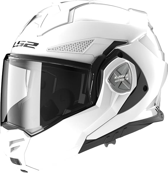 LS2 FF901 Advant X Modular Motorcycle Helmet. 180° Flip Front Dual Visor Full Face Motorbike Helmet. ECE 22.06 Certified. GLOSS WHITE - M