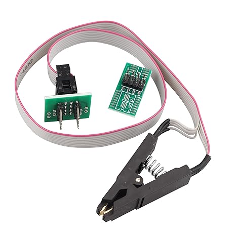 SOIC8 SOP8 Flash Chip IC Test Clip Programming Socket Adapter Board Cable, SOIC8 SOP8 Test Clip with 2 Adapter Boards Compatible with EEPROM 93CXX/25CXX/24CXX in-circuit Programming