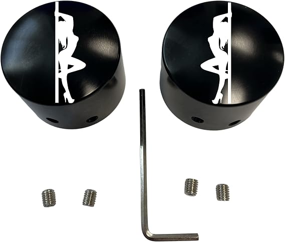 Stripper/Pole Dancer Front Axle Cap Nut Covers Black in Color Compatible With Harley Davidson Touring Road King Road Glide Street Glide Ultra Dyna