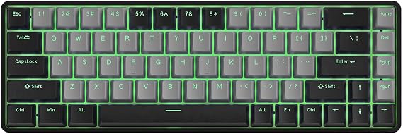 DIERYA DK68 Wireless Mechanical Keyboard, 60% Gaming Keyboard with Red Switch, Triple Mode 2.4GHz/USB-C/BT5.0, RGB Backlit, Anti-Ghosting Keys, 68 Keys Portable Mini Wired Office Keyboard-Grey/Black-A