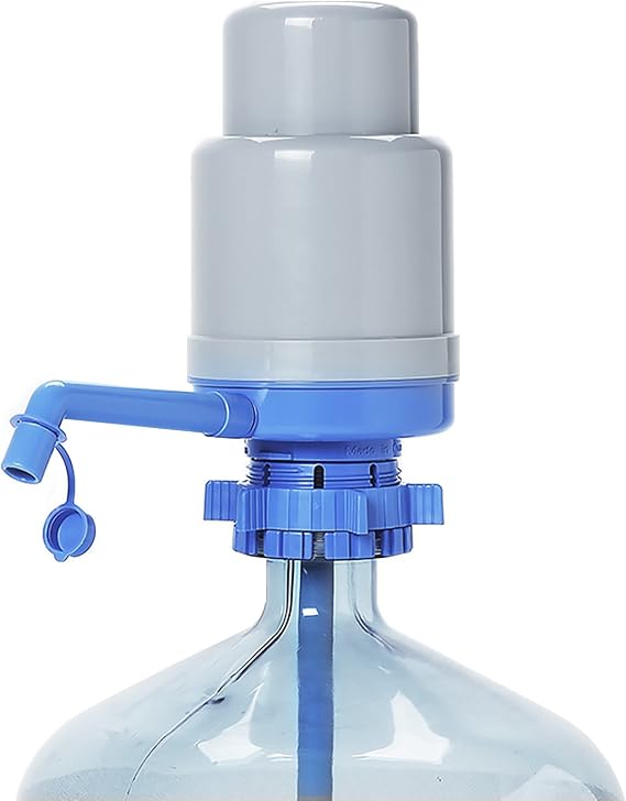 New Dolphin Water Pump with an Extra Short Tube and a Sanitary Cap | Manual Hand Pressure Dispenser, Secure Fit on Crown Top Jugs, 3 Tube Lengths, Sanitary Cap, BPA Free