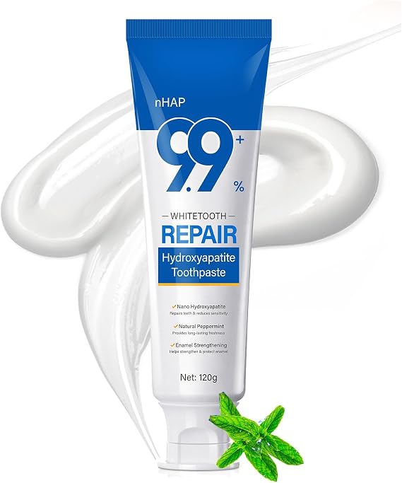 9.9% Hydroxyapatite Toothpaste 120g Nano Hydroxyapatite, Repairs Teeth & Reduces Sensitivity, Natural Peppermint, Provides Long-Lasting Freshness