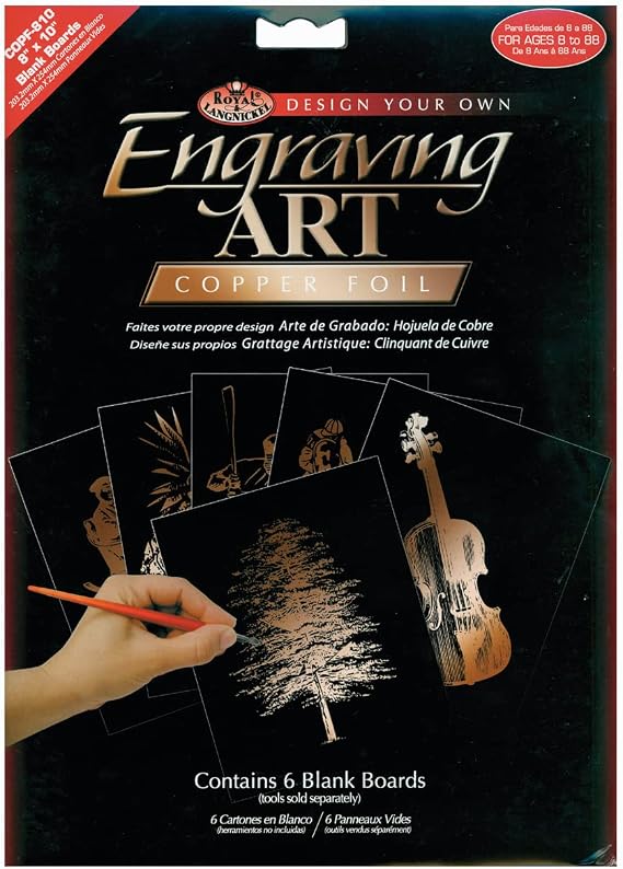 Foil Engraving Art Blank Boards 8x10 6/Pkg-Copper