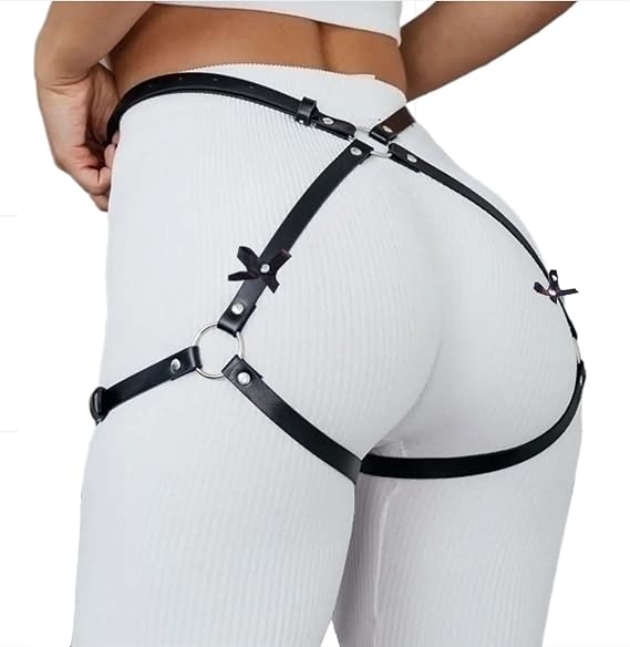 Punk Leather Thigh Harness & Garter Belt for Women - Body Harness Lingerie, Waist Leg Garter for Halloween, Party, Nightclub