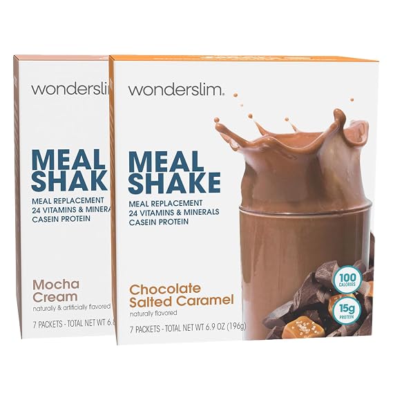 Wonderslim Meal Replacement Shake Bundle, Mocha Cream & Chocolate Salted Caramel