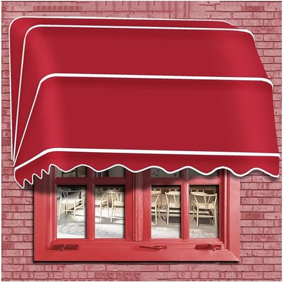 GRRICEPL French Curved Retractable Awning, Retractable Door Window Canopy Awning - UV Rain Snow Protection, Roofing Rain Shelter, Patio Awnings(Red,120X80X80CM)